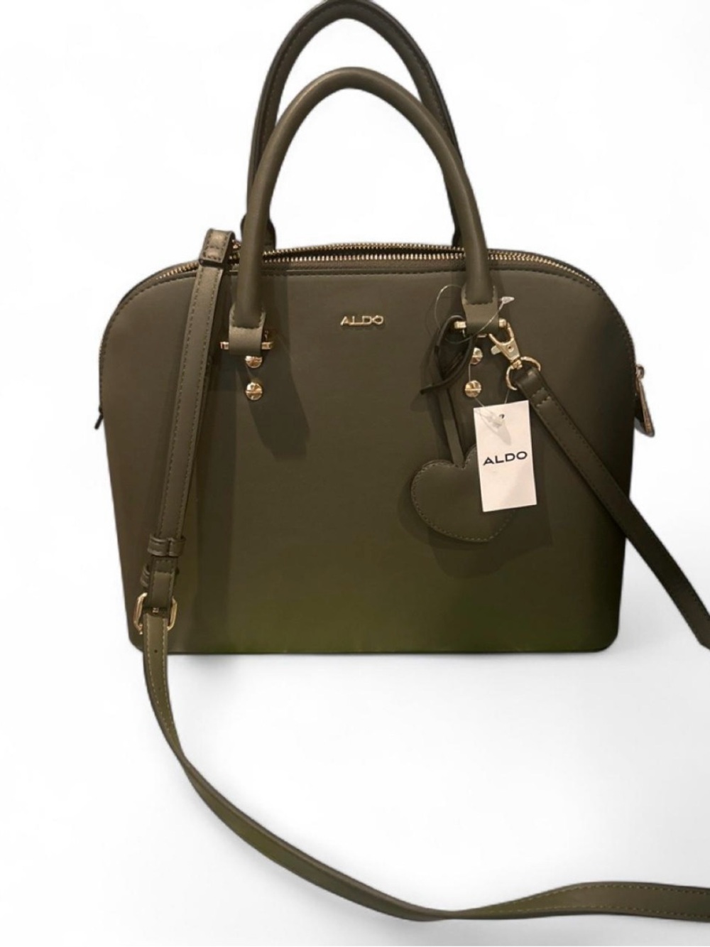 ALDO Olive Structured Dome Satchel with Heart Charm